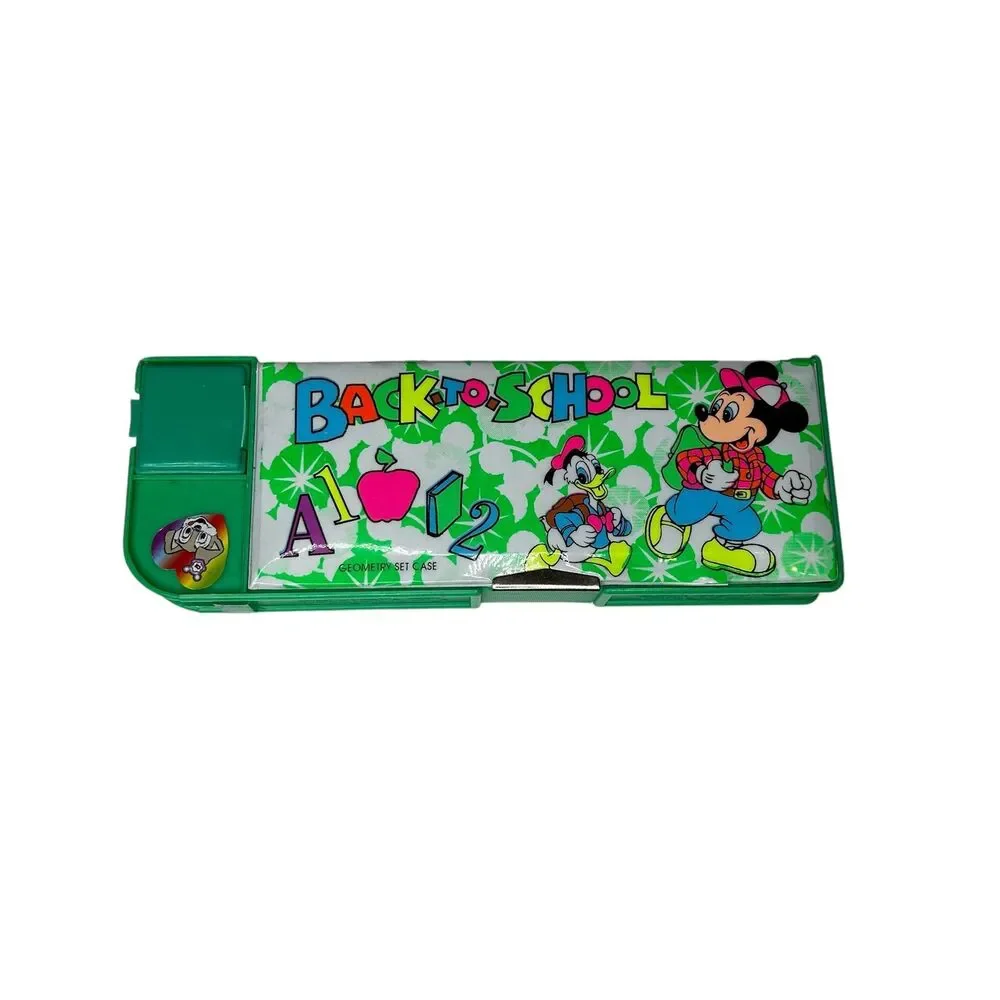 Vintage 90s 1990s Mickey Mouse geometry pencil case